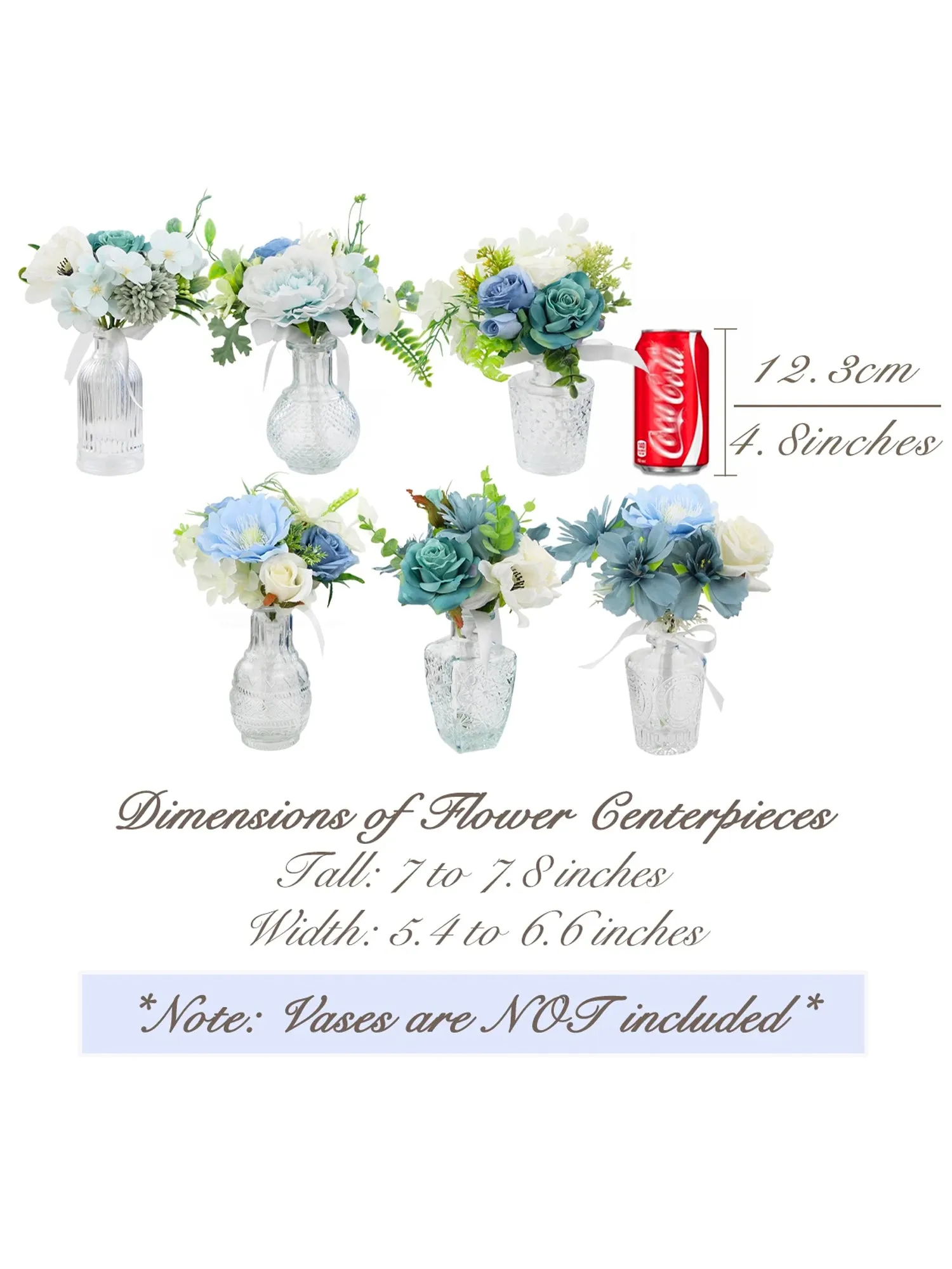 6Pcs Assorted Aquamarine Blue Flower Centerpieces