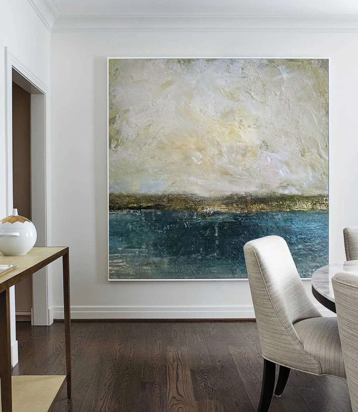 Beige Sky Landscape Canvas Painting,Sunset Painting Np052
