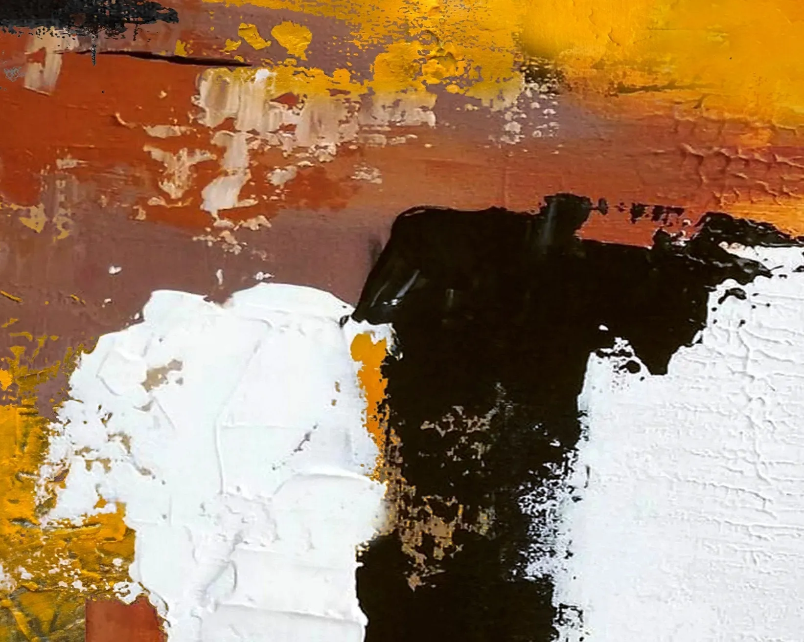 Black White Abstract Canvas Painting Orange Painting Living Room Art Np006