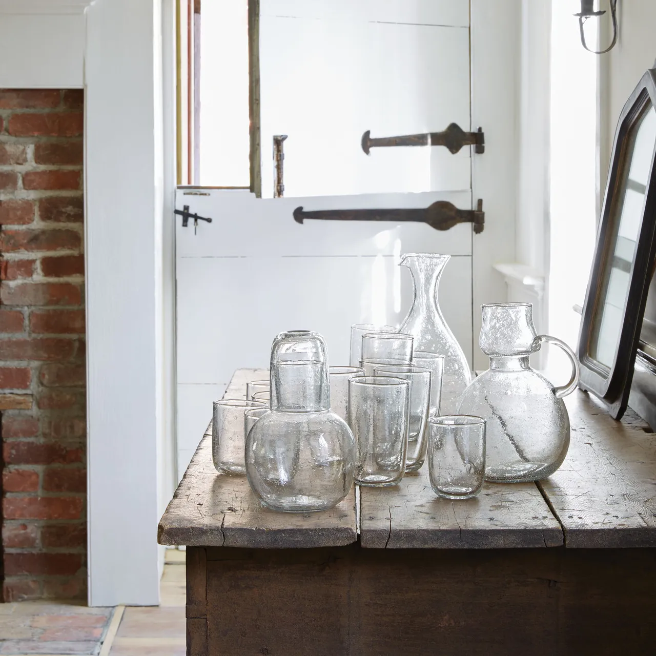 Carafe with Seeded Clear Glass
