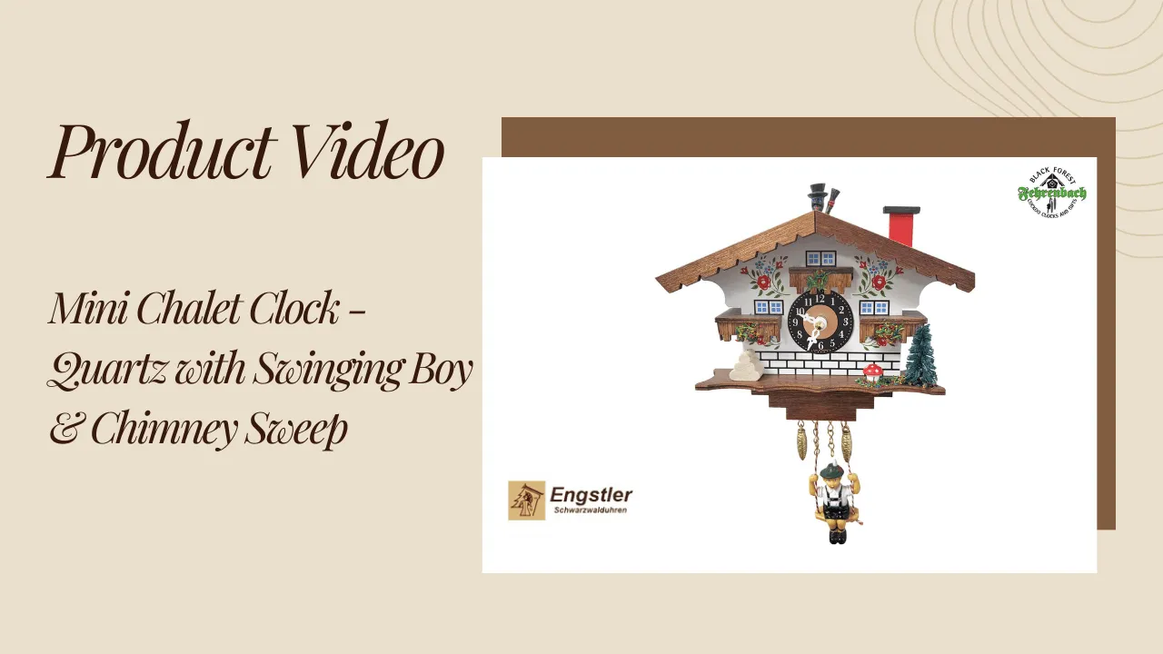 Chalet Clock - Quartz with Swinging Boy & Chimney Sweep - Engstler