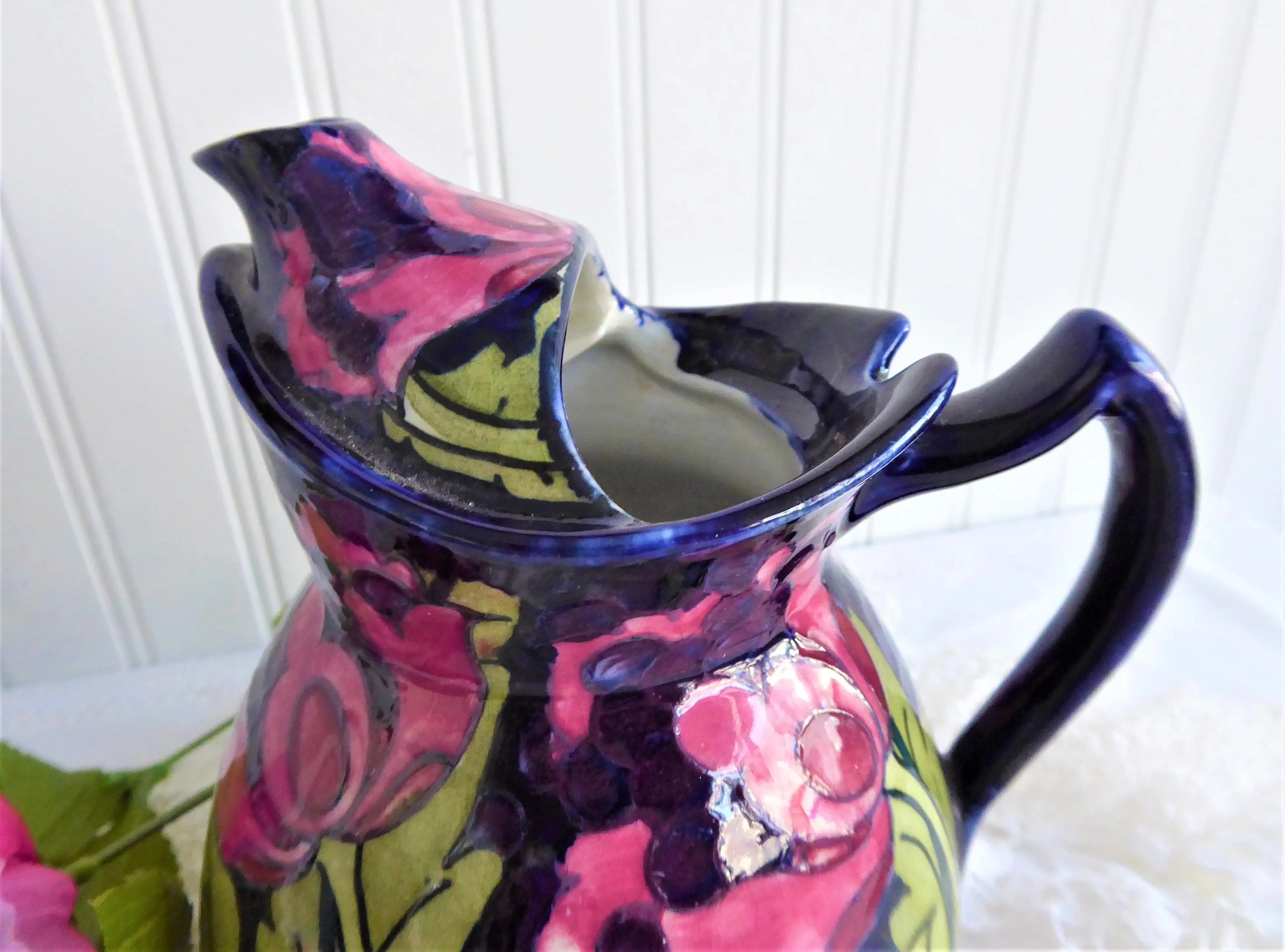 Charlotte Rhead Teapot Cosy Pot Dripless Seed Poppy Tubelined 1920s Pink Cobalt Green Rare