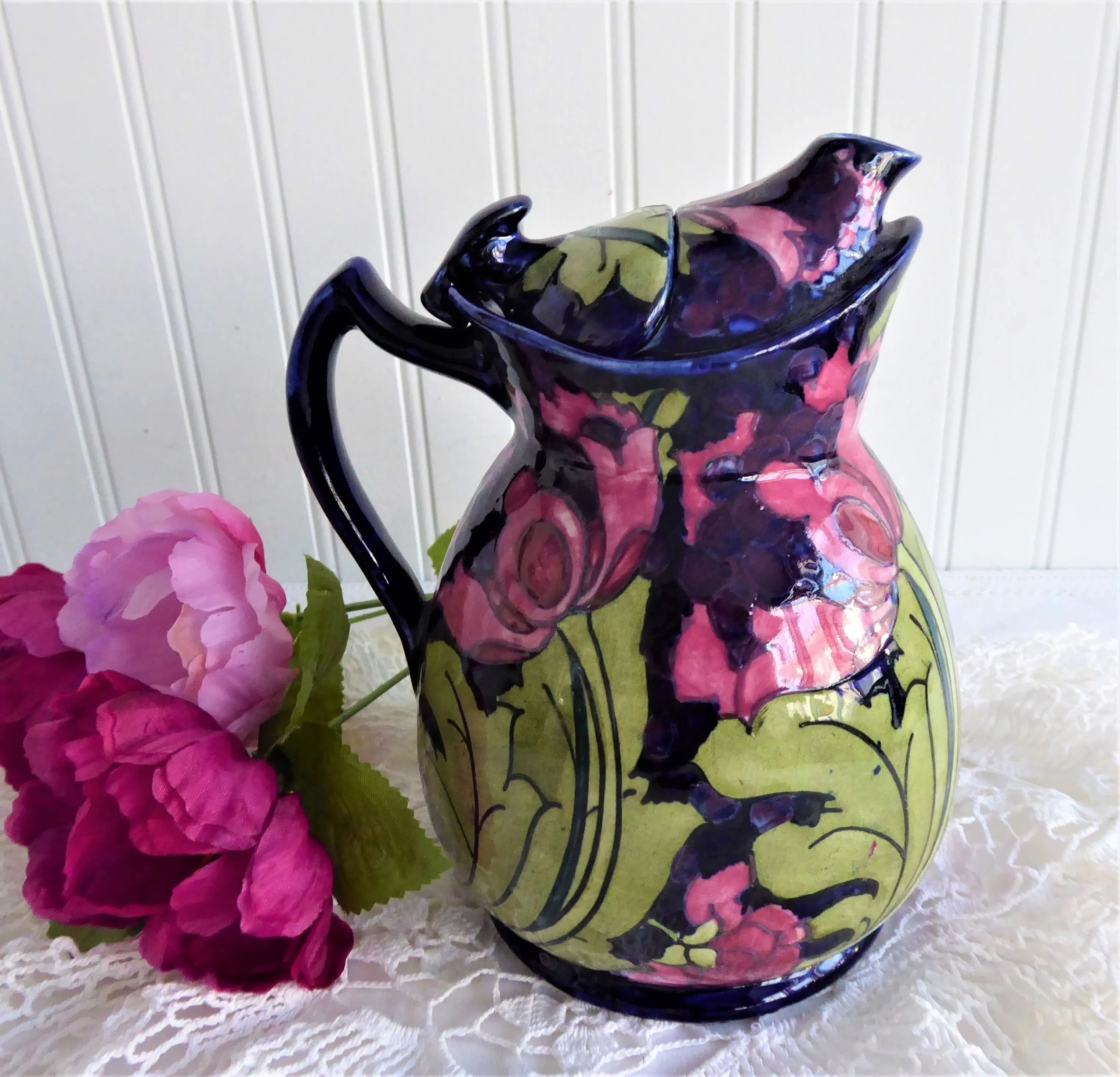 Charlotte Rhead Teapot Cosy Pot Dripless Seed Poppy Tubelined 1920s Pink Cobalt Green Rare