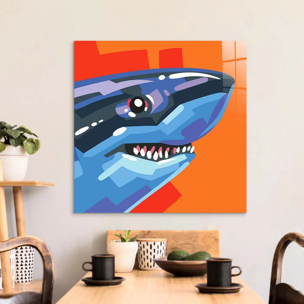 Charming Shark Glass Wall Art