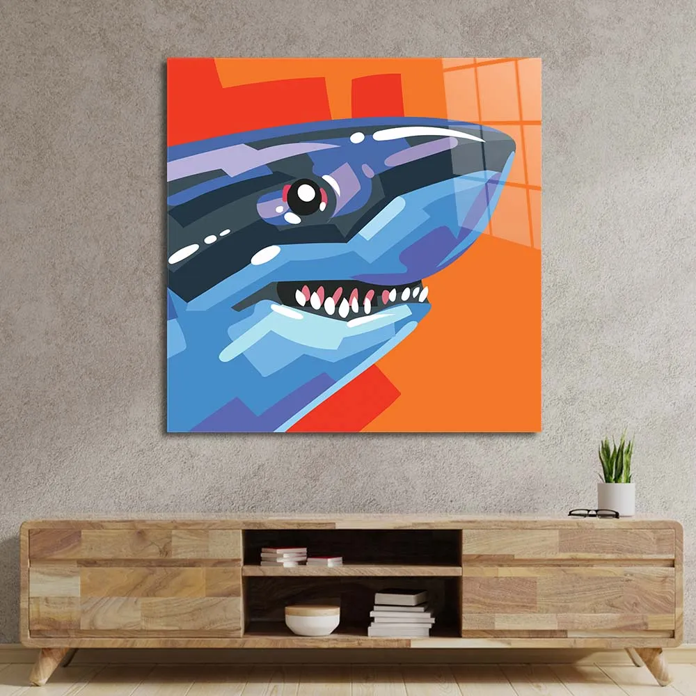 Charming Shark Glass Wall Art