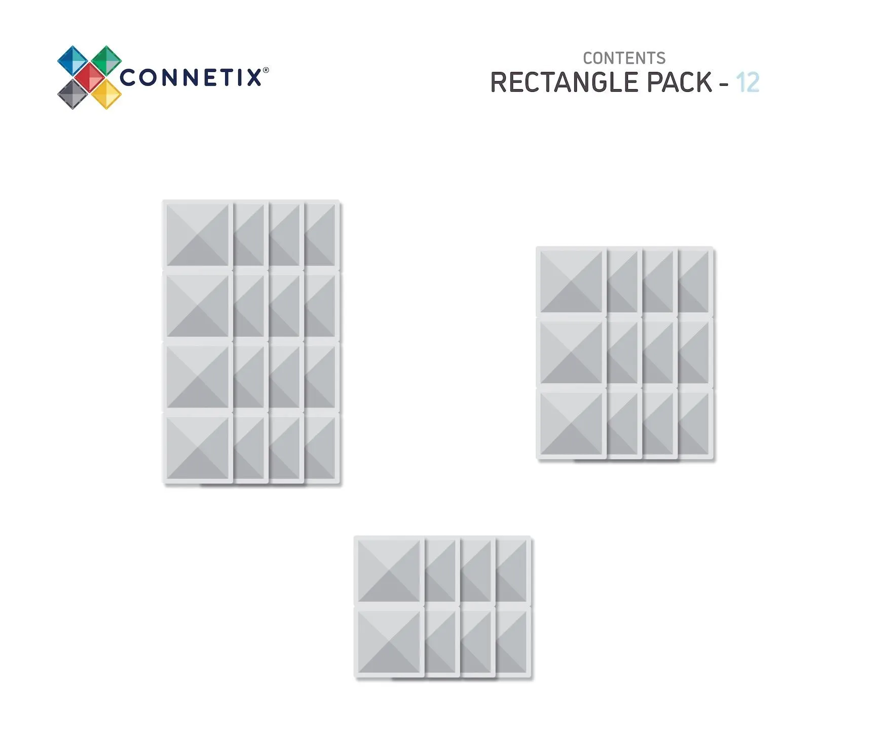Connetix Tiles - Rectangle Pack 12pc - Clear