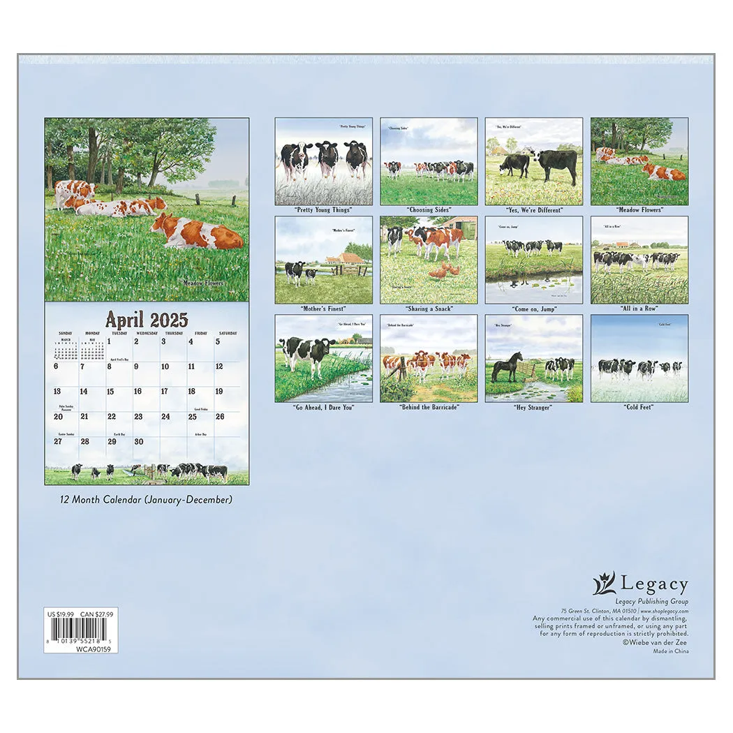 Cows In The Meadow 2025 | Wall Calendar