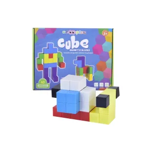 Cube Magnetic Blocks | 40 Multi-Colour Pieces | DIY Stack, Construction & Creative Learning Set | STEM Education Toy