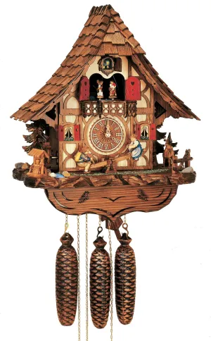 Cuckoo Clock - 8-Day Chalet With Children on Teeter-Totter - Schneider