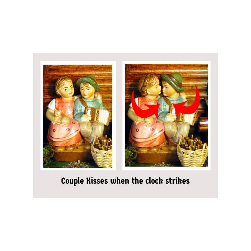 Cuckoo Clock - 8-Day Chalet with Kissing Couple - August Schwer