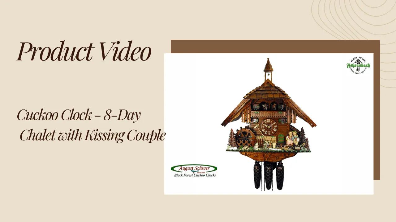 Cuckoo Clock - 8-Day Chalet with Kissing Couple - August Schwer