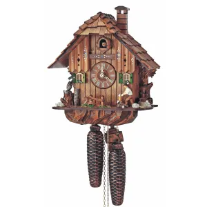 Cuckoo Clock - 8-Day Chalet With Wood Chopper & Owl - Schneider
