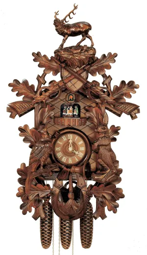Cuckoo Clock - 8-Day Hunter with Stag, Pheasant & Rabbit - Schneider