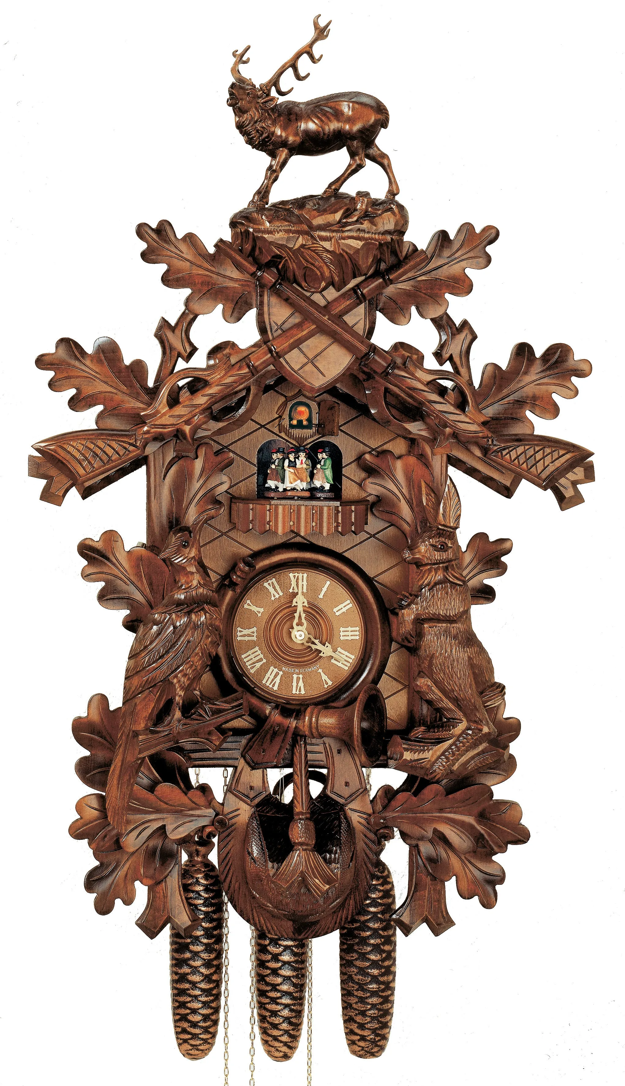 Cuckoo Clock - 8-Day Hunter with Stag, Pheasant & Rabbit - Schneider
