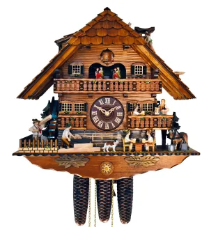 Cuckoo Clock - 8-Day Mill with Loggers and Beer Drinkers - Schneider