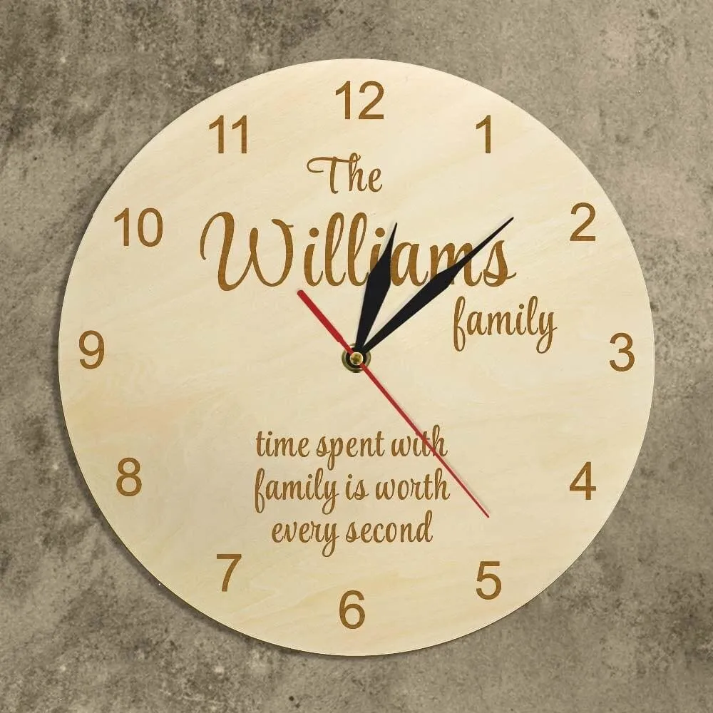 Custom Family Name Wooden Wall Clock