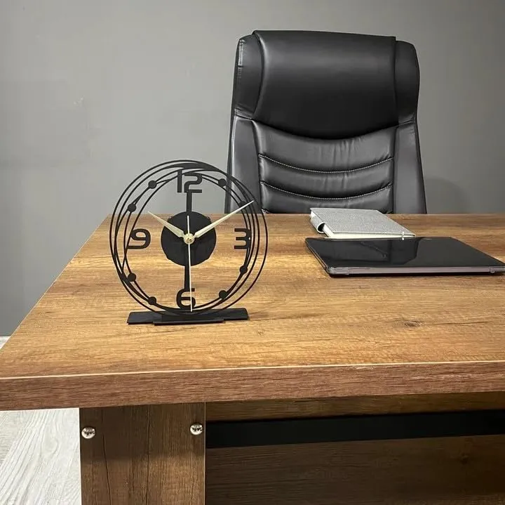 Decorila Modern Metal Desktop Clock, Tabletop Clock, Office Desk Clock, Home Office Decor,New Job Gift,Classic Clock Gift,Silent Clock,Business Clock
