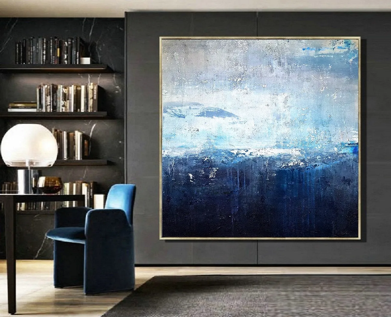 Deep Blue Sea Abstract Art Oversized Artwork for Walls Bp088