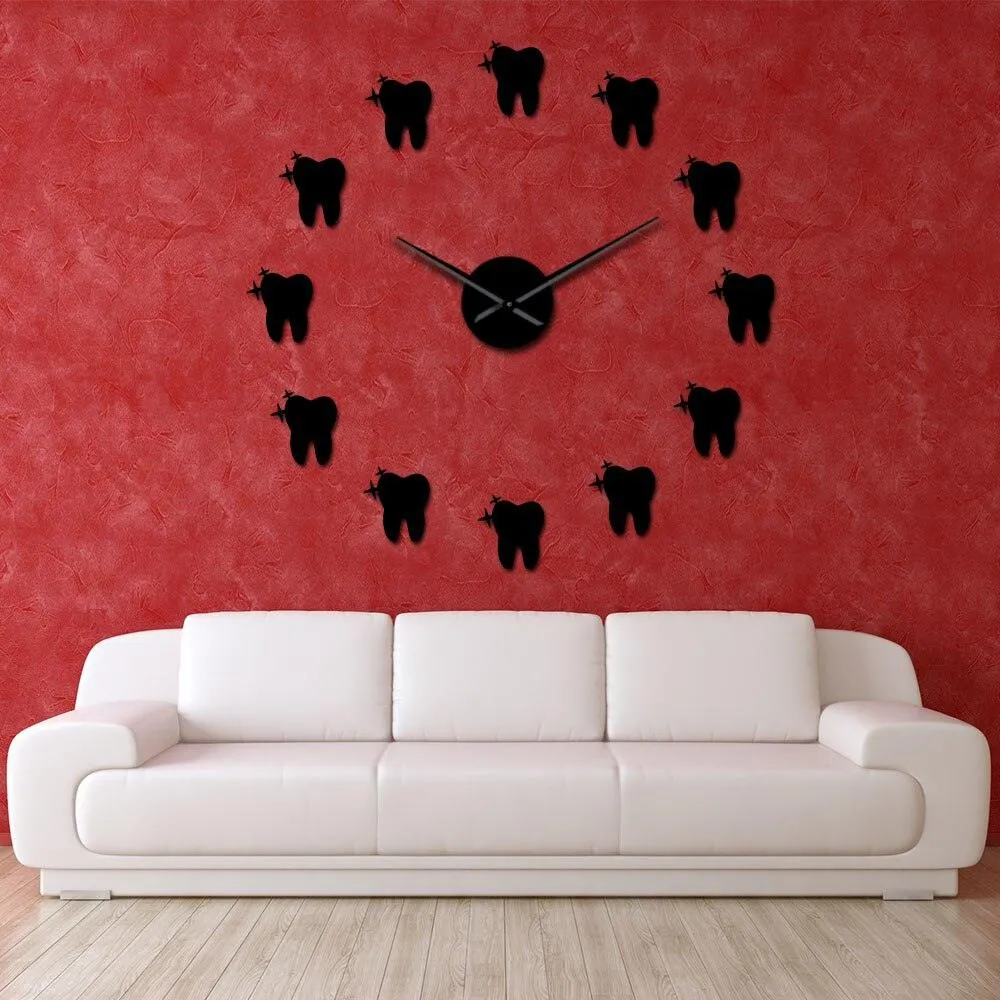 Dental Tooth Wall Art Modern Wall Clock Living Room Decorative Wall Watch Nurse Ornament Hygienist Dentist Gift