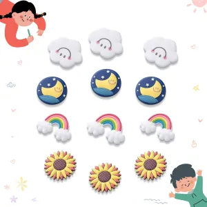 Gleevers Colorful Fridge Magnets Set of 12 | Refrigerator Stylish Decor Magnets | Return Gifts for Kids Age 8-12 - Yellow Blue Red Green.