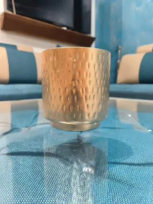GR handicrafts T-Light Holder - Metal Flower vase for Home Decor and Living Room Vintage Decor Antique Decor for Home Decor (Golden, Size :10x10x11cm)
