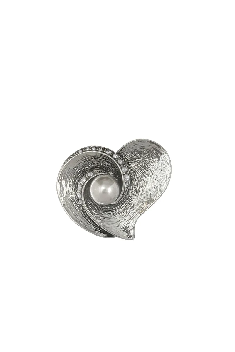 Heart & Pearl Brooch