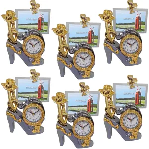 INAAYA 2 in 1 Table Clock Cum Photo Frame Diwali Return Gift for Colleagues Set of 6 Multicolor Medium
