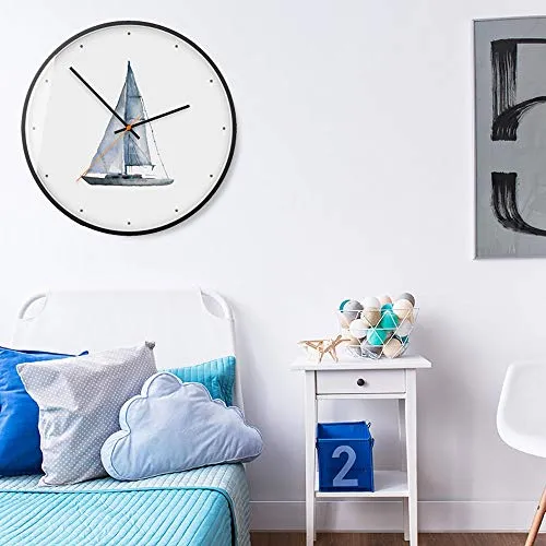 Metal Frame Round Decorative Art Mute Wall Clock Living Room Bedroom Children's Room Study Quartz Decorative Wall Clock (White) (Size : B)