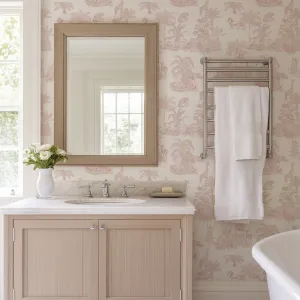 Pale Pink Safari Toile Wallpaper