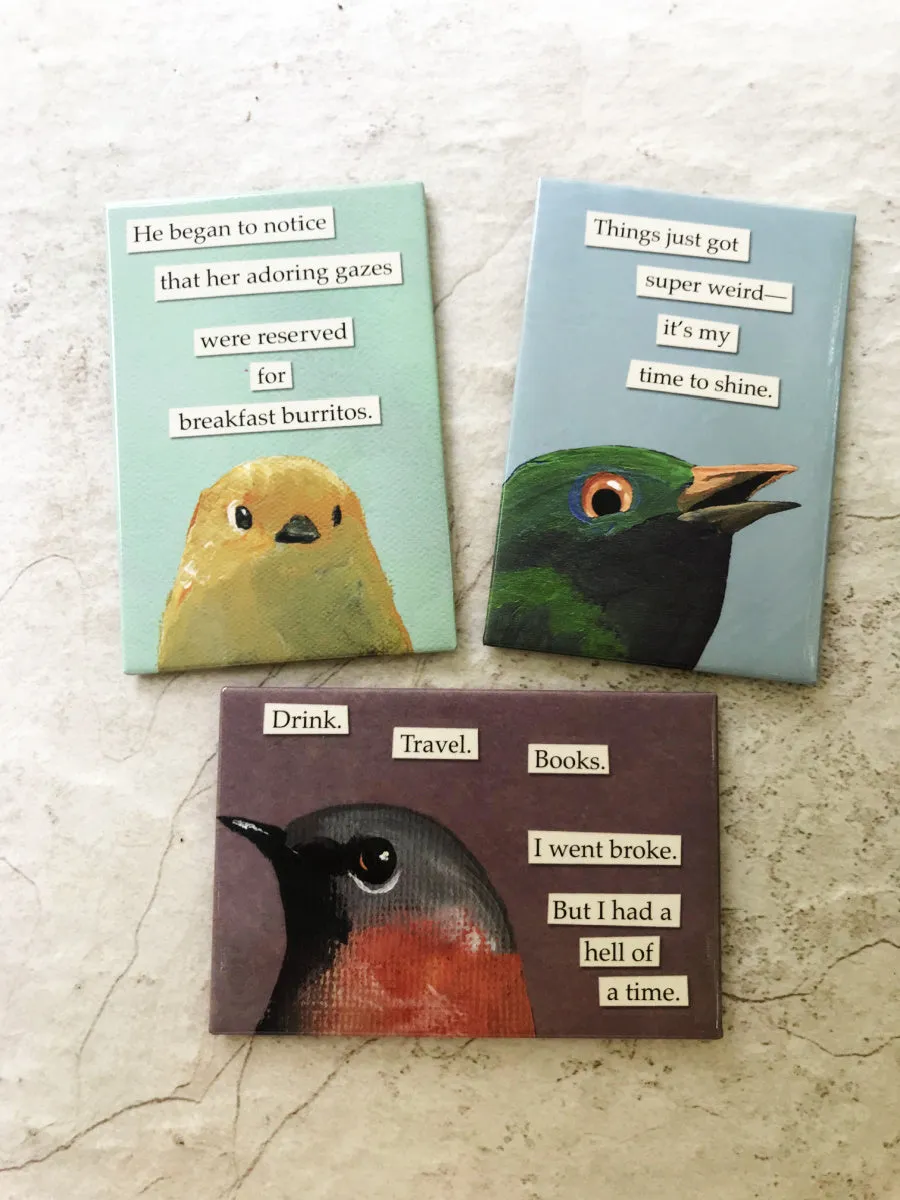 "Adoring Burrito Gaze" Bird Magnet